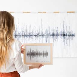 Navy Blue Music - Handwoven Wave Tapestry Modern Boho Wall Art - thumbnail 2