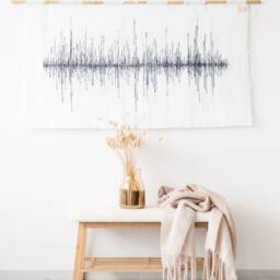 Navy Blue Music - Handwoven Wave Tapestry Modern Boho Wall Art - thumbnail 4