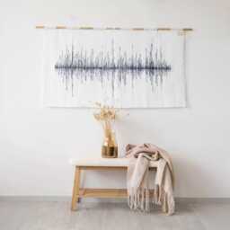 Navy Blue Music - Handwoven Wave Tapestry Modern Boho Wall Art
