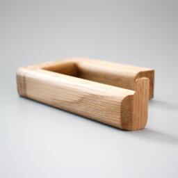 Solid Oak Toilet Paper Holder - Self Adhesive, No Drill - thumbnail 3