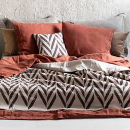 Printed Linen Blanket, Natural Throw Blanket Or Bedspread King Queen Double Twin Single Size