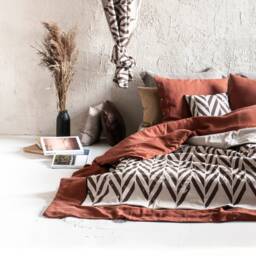 Printed Linen Blanket, Natural Throw Blanket Or Bedspread King Queen Double Twin Single Size - thumbnail 2