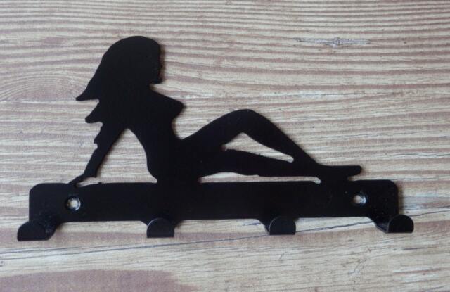 Woman Lying Down Silhouette Key Hook Rack - Metal Wall Art Novelty - image 1