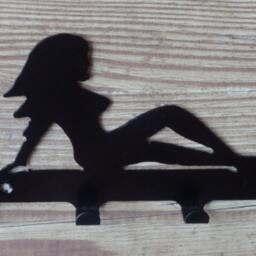 Woman Lying Down Silhouette Key Hook Rack - Metal Wall Art Novelty - thumbnail 3
