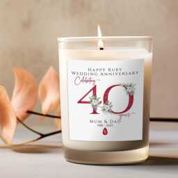 40Th Wedding Anniversary Candle, Ruby Gift, Personalised Mum & Dad - thumbnail 4