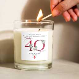 40Th Wedding Anniversary Candle, Ruby Gift, Personalised Mum & Dad - thumbnail 3