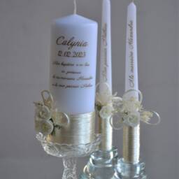 Personalized Wedding Unity Candle Set Rustic Floral Decor - thumbnail 2