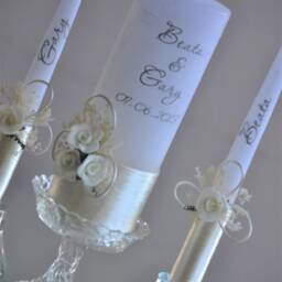 Personalized Wedding Unity Candle Set Rustic Floral Decor - thumbnail 3