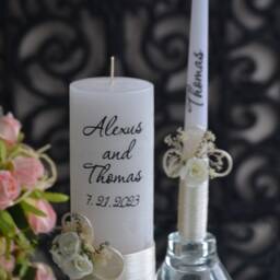 Personalized Wedding Unity Candle Set Rustic Floral Decor - thumbnail 4