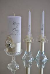 Personalized Wedding Unity Candle Set Rustic Floral Decor - thumbnail 1