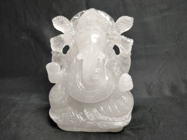 Crystal Quartz Ganesha Statue - Sphatik Lord Ganesh Idol Divine Spiritual Gift Altar Meditation Decor - image 1