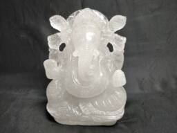 Crystal Quartz Ganesha Statue - Sphatik Lord Ganesh Idol Divine Spiritual Gift Altar Meditation Decor - thumbnail 1