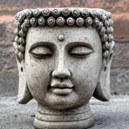 Planter Buddha Head Sculpture Stone Buddha Figurine Concrete Japanese Ornament Flower Pot Decoration Zen Garden Statue Farm Art Gift - thumbnail 2