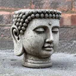 Planter Buddha Head Sculpture Stone Buddha Figurine Concrete Japanese Ornament Flower Pot Decoration Zen Garden Statue Farm Art Gift - thumbnail 3