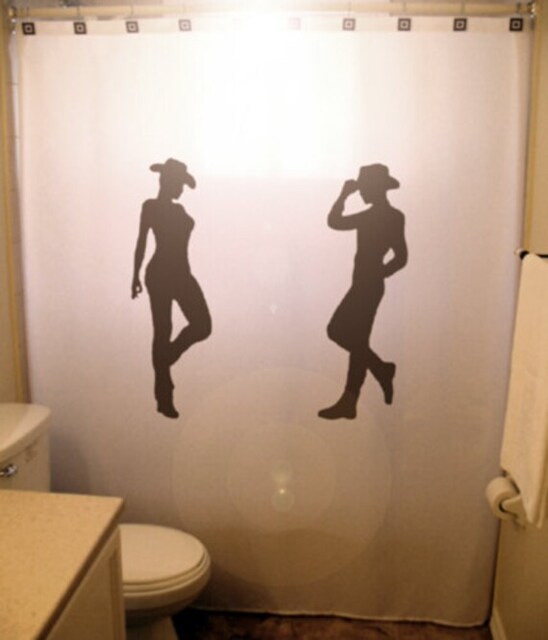 Cowboy Cowgirl Shower Curtain, Kids Bathroom Decor, Custom Fabric Size - image 1