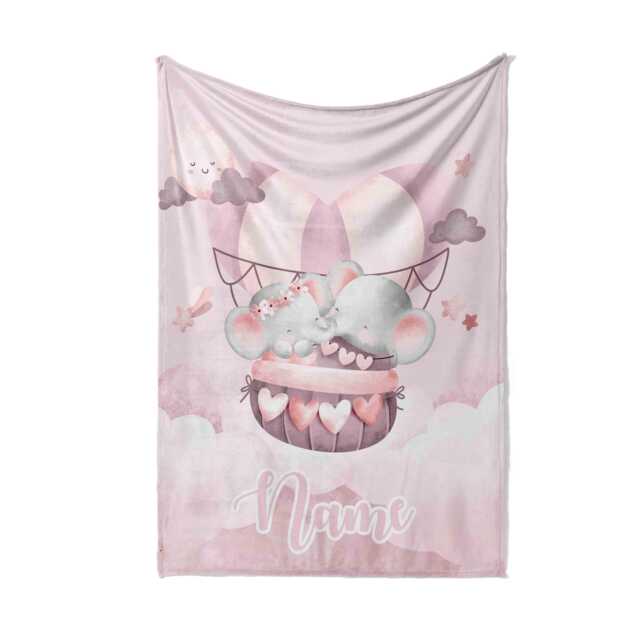Personalised Pink Elephant Blanket - Custom Name Baby Gift Soft Fleece Throw Cute Nursery Bedding Adorable Safari Animal Bedroom Decor - image 1
