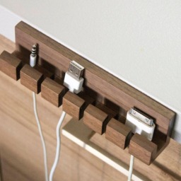 Wooden Cord & Cable Organizer For Laptop Computer Mac Quirky Usb Clip It Modern Holder Charger Desk Men Woman - thumbnail 3