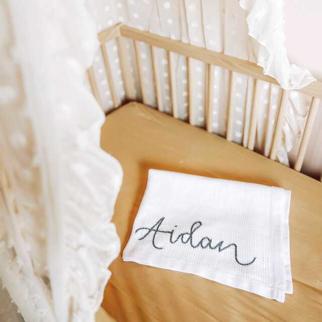 Embroidered Baby Blanket Personalized Cotton Cellular Blanket - image 1