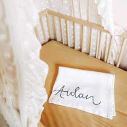 Embroidered Baby Blanket Personalized Cotton Cellular Blanket - thumbnail 1