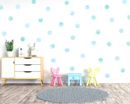 Watercolor Polka Dot Wall Decals Baby Blue & Mint Green Nursery Decor
