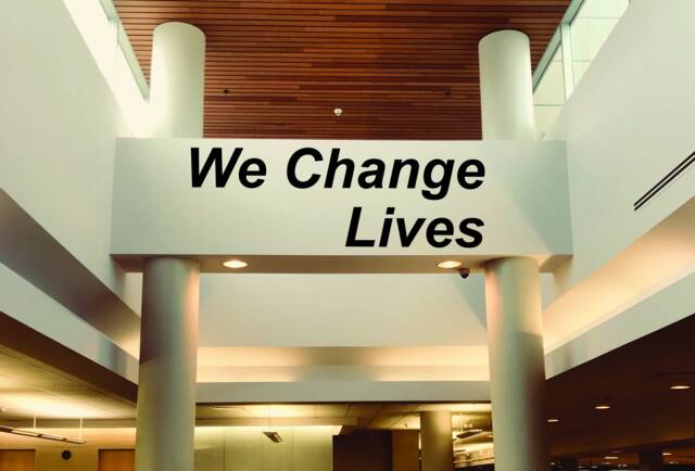 We Change Lives, Motivational Quote Sticker, Gym Wall Decal, Physical Therapy Decor, Rehab Fitness Decal - image 1