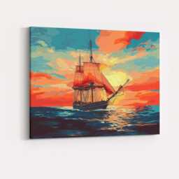Vintage Tall Ship Sailing At Sunset Coastal Seascape Canvas Wall Art Print Decor Picture Ready To Hang - thumbnail 4