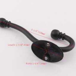 130mm Vintage Towel Hook, Black Bag Hooks, Large Standing Coat Rack, Rustic Clothing Hook, Wall Mounted - thumbnail 2