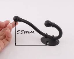 130mm Vintage Towel Hook, Black Bag Hooks, Large Standing Coat Rack, Rustic Clothing Hook, Wall Mounted - thumbnail 1