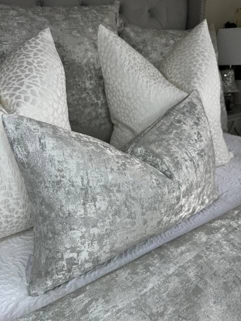 Luxury Silver Cushion Cover, Modern Luxury Grey Bedroom Rectangle Bolster , Decorative Lumbar Pillow Venus - image 1