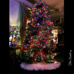 Faux Fur Christmas Tree Skirt - Shaggy Sheepskin, Round, Usa