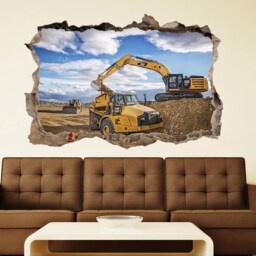 Construction Wall Stickers Excavator Vinyl Decal Large Stiker Prints Kids Room D??cor Art Mining Loader Boys Sticker - thumbnail 4