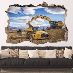 Construction Wall Stickers Excavator Vinyl Decal Large Stiker Prints Kids Room D??cor Art Mining Loader Boys Sticker - thumbnail 3