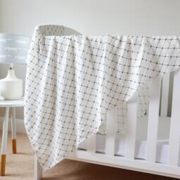 Personalised Baby Blanket, Sensory Black & White Bamboo Muslin Swaddle Embroidered Newborn Blanket With Name - thumbnail 3