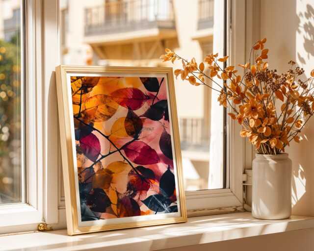 Autumn Leaf Art Print Fall Themed Wall Decor Colourful Botanical Abstract Fallen Leaves Painting Nature Artwork Seasonal Gift For Home - image 1