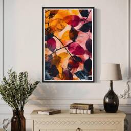 Autumn Leaf Art Print Fall Themed Wall Decor Colourful Botanical Abstract Fallen Leaves Painting Nature Artwork Seasonal Gift For Home - thumbnail 2
