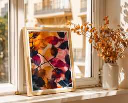 Autumn Leaf Art Print Fall Themed Wall Decor Colourful Botanical Abstract Fallen Leaves Painting Nature Artwork Seasonal Gift For Home - thumbnail 1
