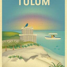 Tulum Mexico Print, Art, Poster, Mexican Island Ruins Art Artwork - Style E8-O-Tulu - thumbnail 2