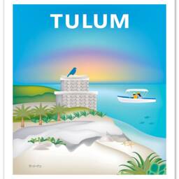 Tulum Mexico Print, Art, Poster, Mexican Island Ruins Art Artwork - Style E8-O-Tulu - thumbnail 3