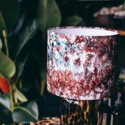 Handmade Batik Lampshade Abstract Drum Pendant Light, Burgundy Turquoise Pink - thumbnail 4