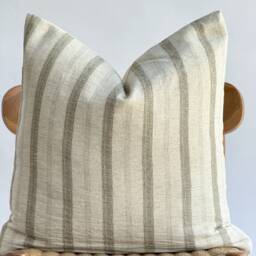 Hmong Textile Pillow Cover, Olive Green Striped, Natural Dyed - 20x20 - thumbnail 2