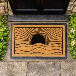 Sun & Sea Welcome Mat - Nautical Wave Doormat Minimalist Coastal Entry Rug - thumbnail 2