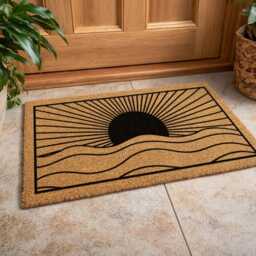 Sun & Sea Welcome Mat - Nautical Wave Doormat Minimalist Coastal Entry Rug - thumbnail 4