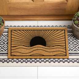 Sun & Sea Welcome Mat - Nautical Wave Doormat Minimalist Coastal Entry Rug - thumbnail 3