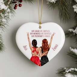 Personalised Best Friend Ornament - Custom Friends Christmas Heart With Names, Bff Ceramic Keepsake Gift - thumbnail 4