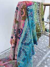 Soft Cotton Suzani Kantha Quilt For Bedroom D??cor - Artisan Handmade Lightweight Bed Cover With Ethnic Floral Patterns - thumbnail 1