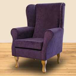 Grape Velvet Wingback Armchair - Luxury Orinoco Fireside Accent Chair Made To Order in Britain
