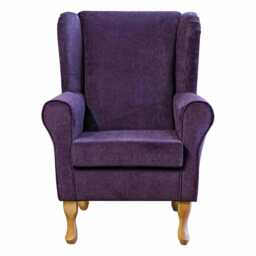 Grape Velvet Wingback Armchair - Luxury Orinoco Fireside Accent Chair Made To Order in Britain - thumbnail 2