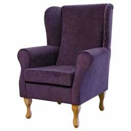 Grape Velvet Wingback Armchair - Luxury Orinoco Fireside Accent Chair Made To Order in Britain - thumbnail 3