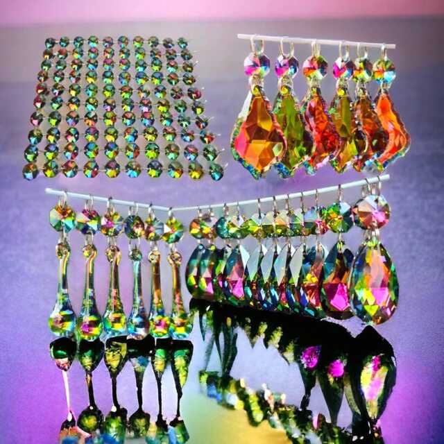 Choice Of 4 Shapes Rainbow Vitrail Chandelier Glass Light Crystals Droplets Beads Christmas Tree Lamp Spare Iridescent Parts Prisms - image 1