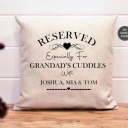 Fathers Day Grandad Gift Personalised Cushion Reserved For Cuddles Hug Grandpa Granda Gramps Pillow - thumbnail 2